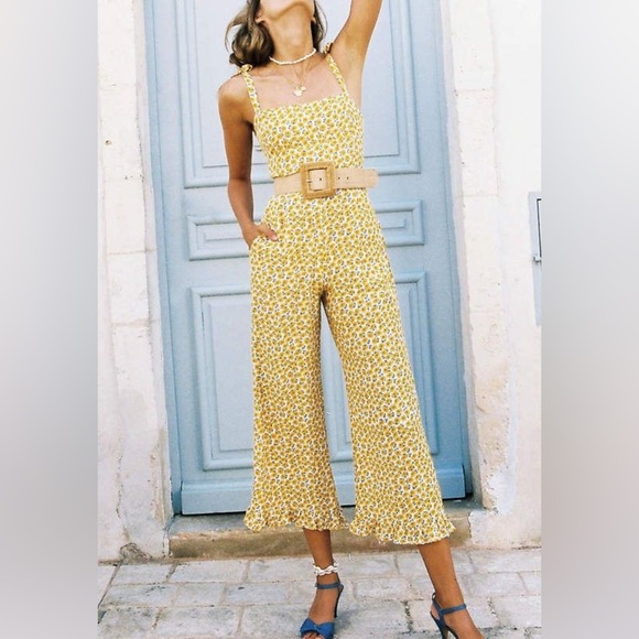 Faithfull the Brand Pants - Faithful the Brand Yellow Floral Jumpsuit